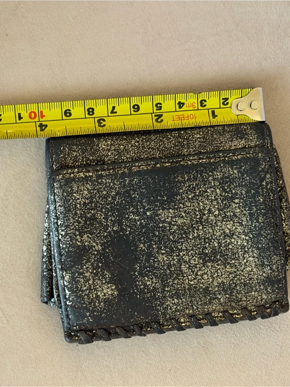 HOBO Black Wallet with Gold-Tone Speckle and Chain